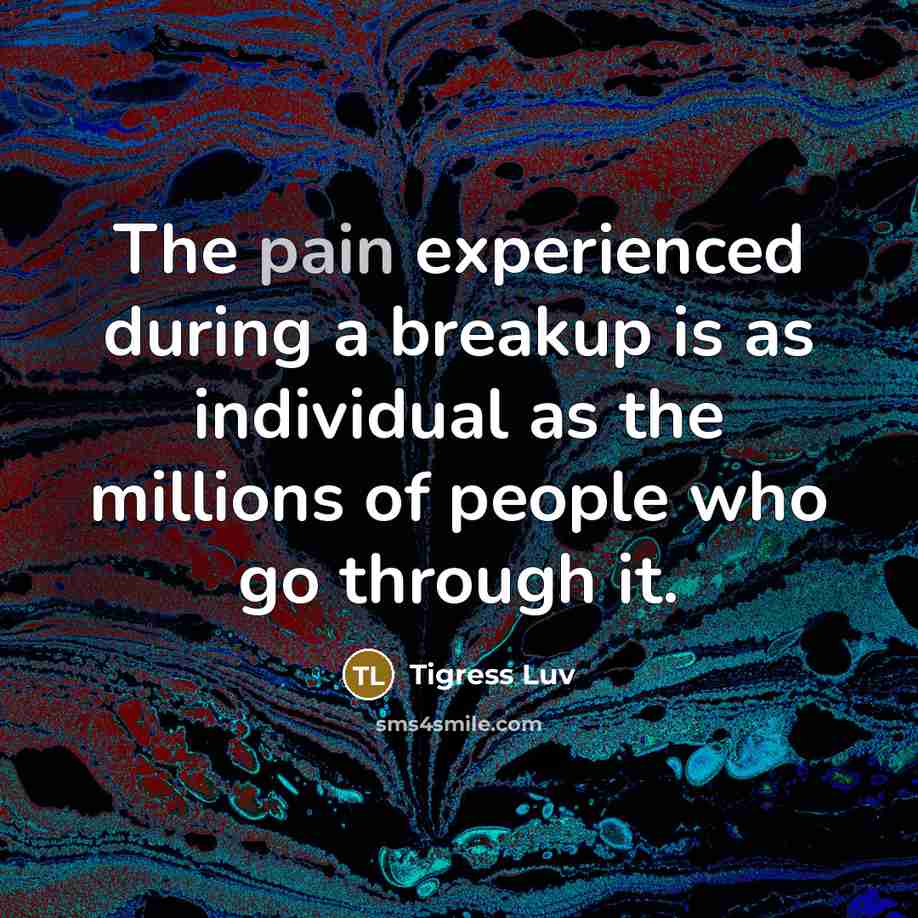 “The pain experienced during a breakup is as individual as…” quote by Tigress Luv
