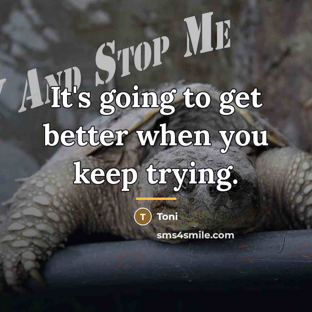 “It's going to get better when you keep trying.…” quote by Toni