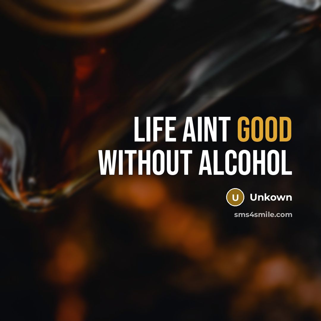 “Life aint good without alcohol” quote by Unkown