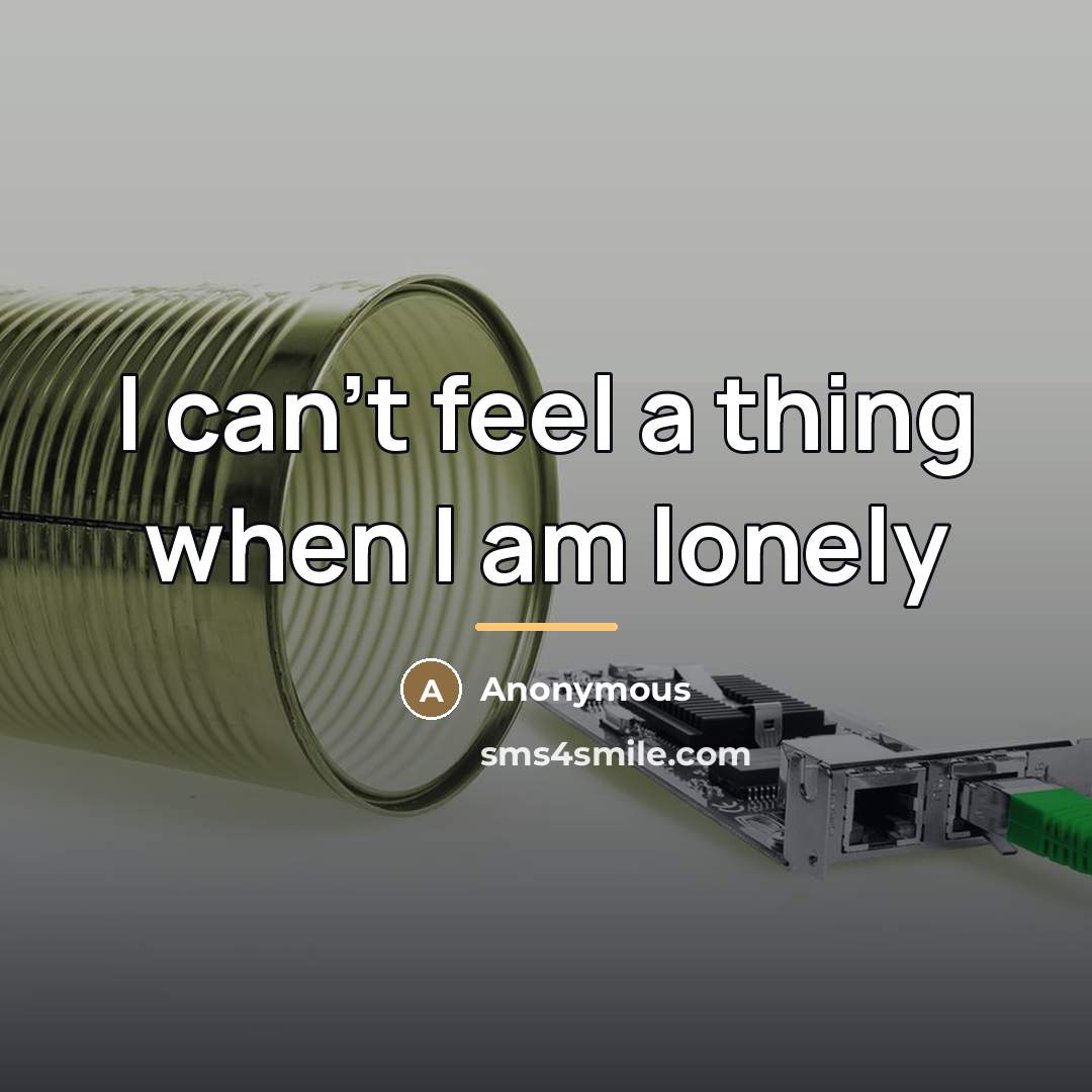 “I can't feel a thing when I am lonely…” quote by Anonymous