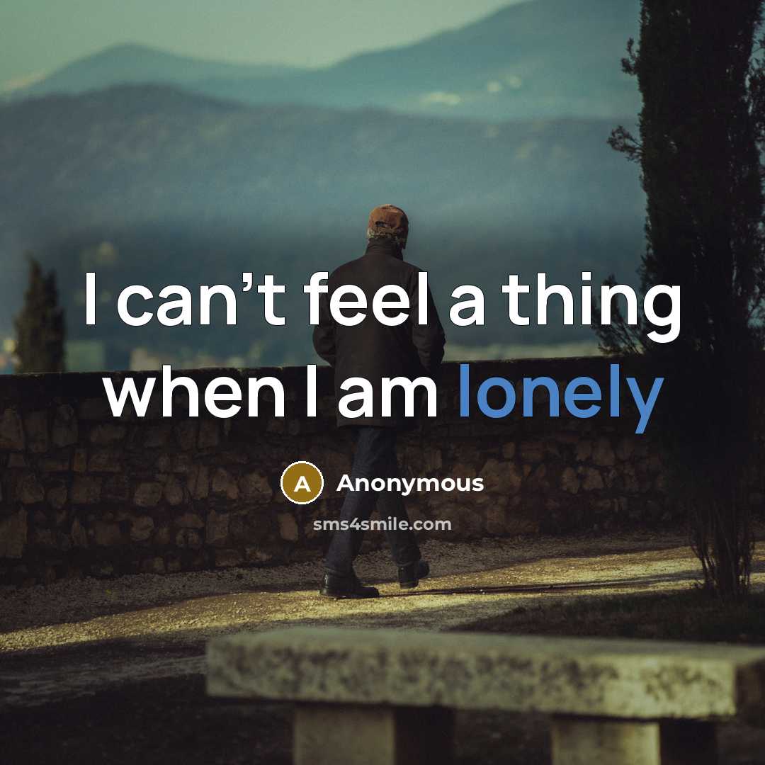 “I can't feel a thing when I am lonely” quote by Anonymous
