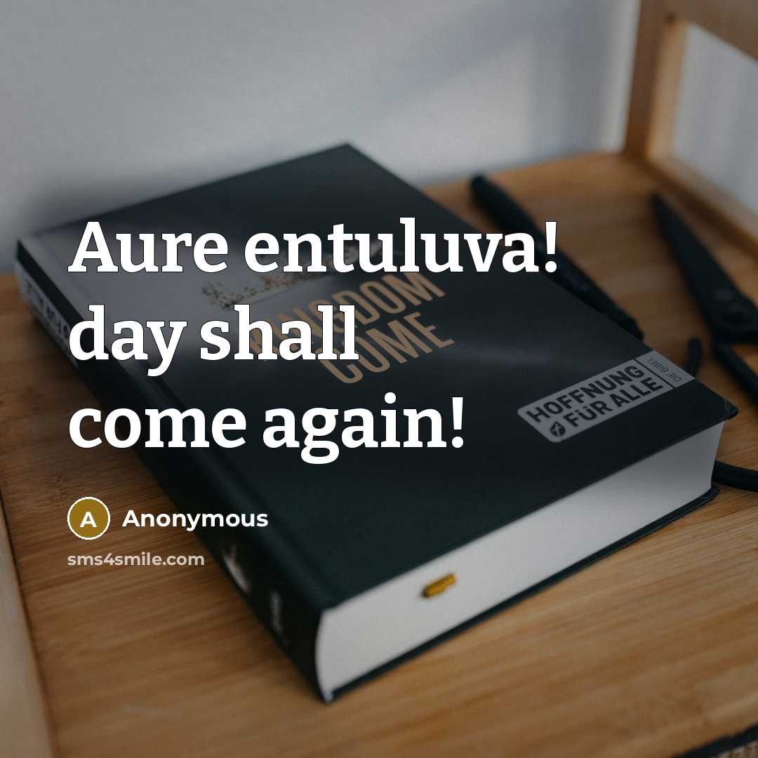 “Aure entuluva! day shall come again!…” quote by Anonymous