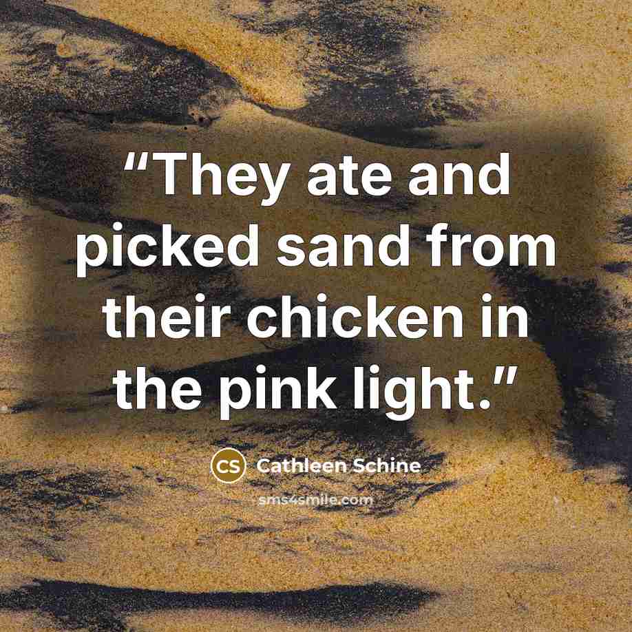 “They ate and picked sand from their chicken in the pink light.” quote by Cathleen Schine