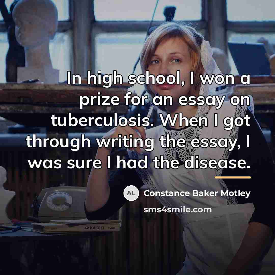 “In high school, I won a prize for an essay…” quote by Constance Baker Motley