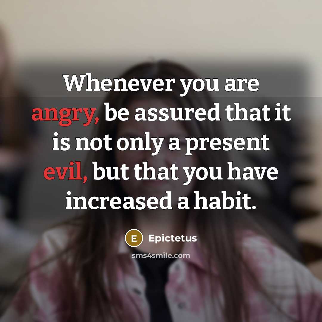 “Whenever you are angry, be assured that it is not only a present evil, but that you have increased a habit.” quote by Epictetus