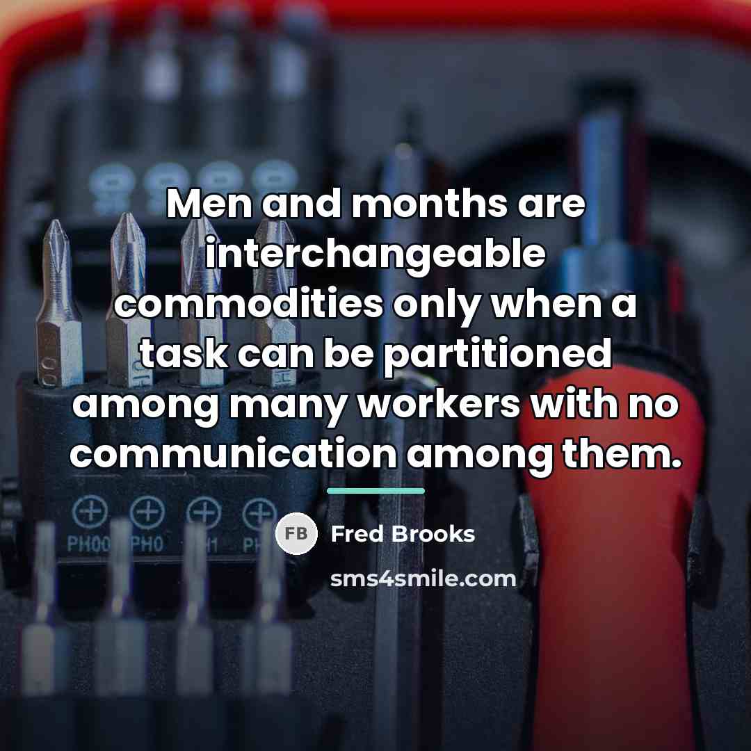 “Men and months are interchangeable commodities only when a task…” quote by Fred Brooks