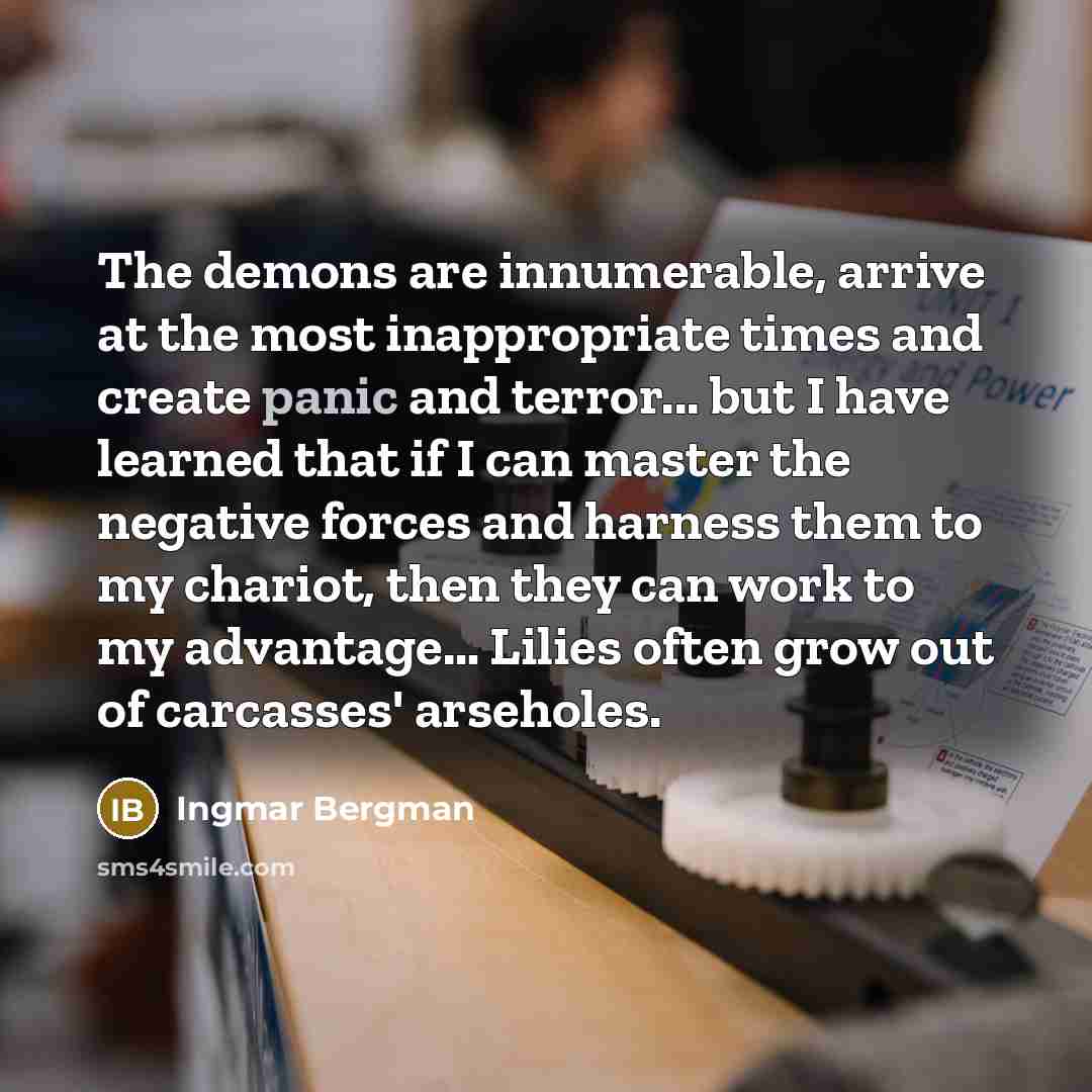“The demons are innumerable, arrive at the most inappropriate times…” quote by Ingmar Bergman