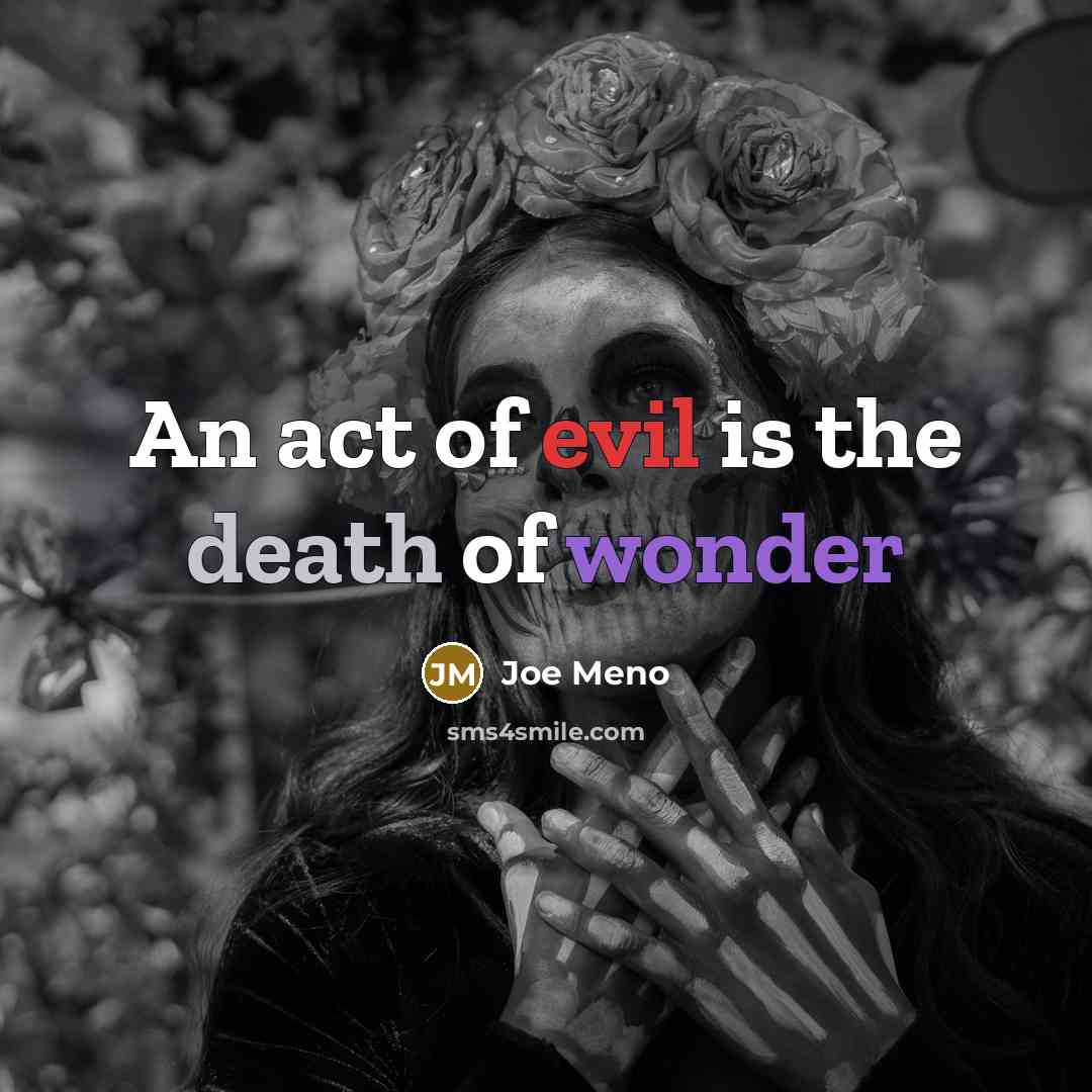 “An act of evil is the death of wonder…” quote by Joe Meno
