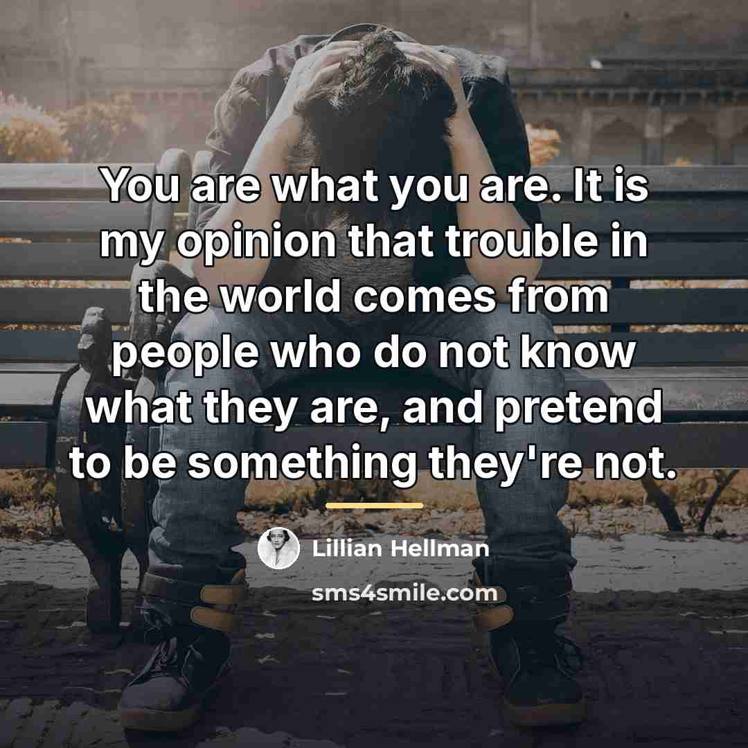 “You are what you are. It is my opinion that…” quote by Lillian Hellman