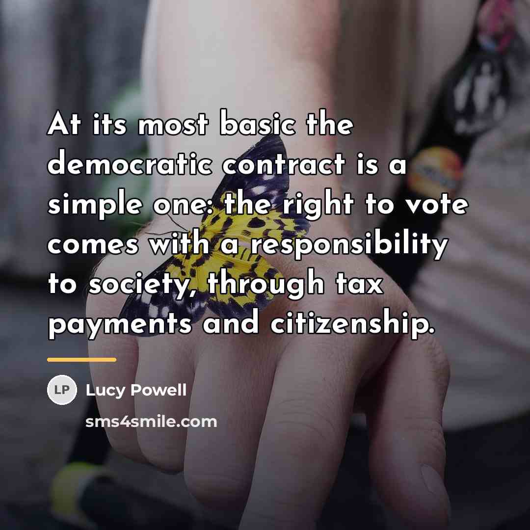 “At its most basic the democratic contract is a simple…” quote by Lucy Powell