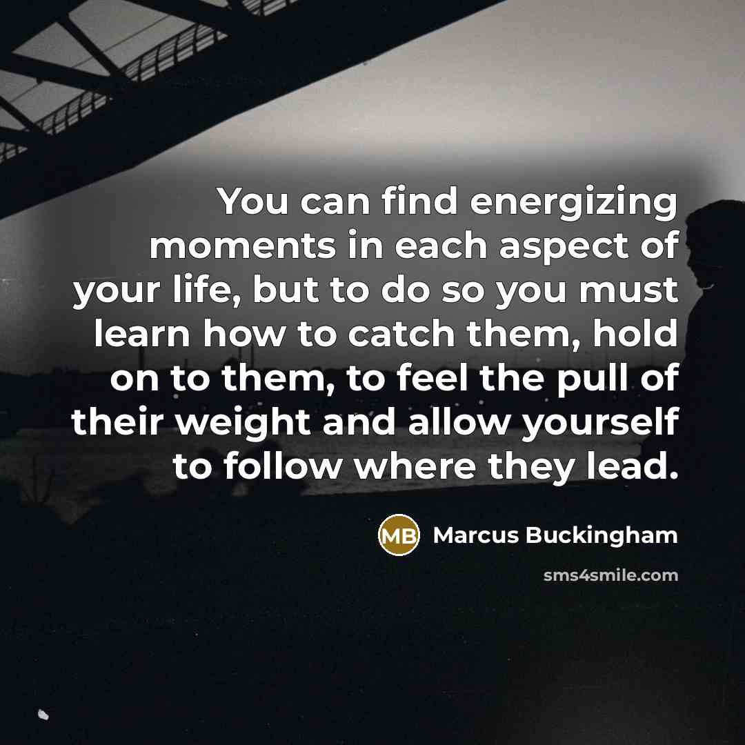 “You can find energizing moments in each aspect of your…” quote by Marcus Buckingham