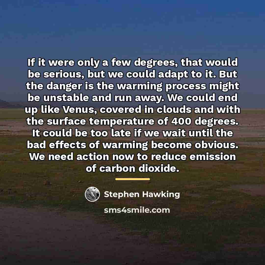 “If it were only a few degrees, that would be…” quote by Stephen Hawking