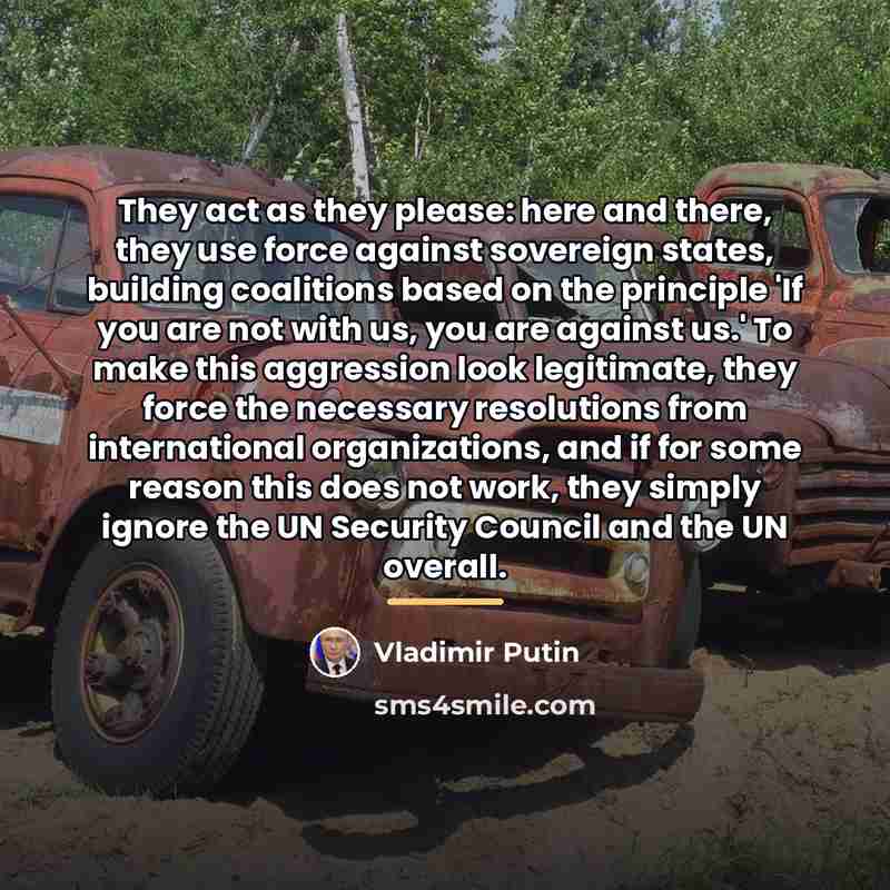 “They act as they please: here and there, they use…” quote by Vladimir Putin