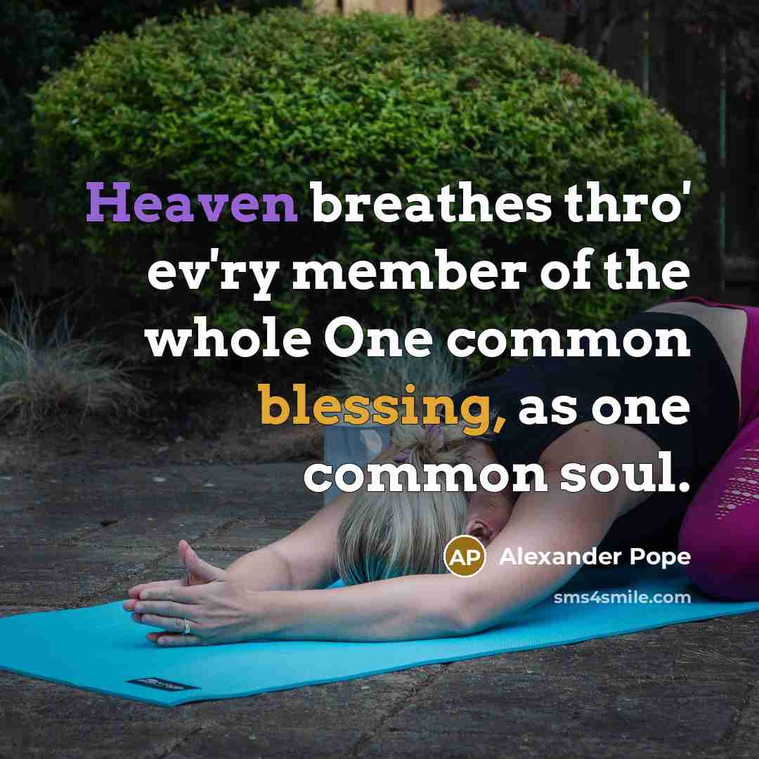“Heaven breathes thro' ev'ry member of the whole One common…” quote by Alexander Pope