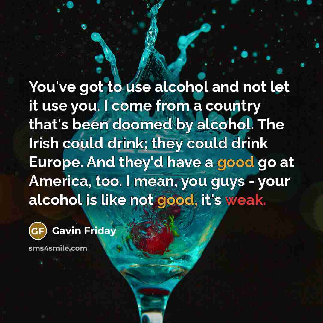 “You've got to use alcohol and not let it use…” quote by Gavin Friday