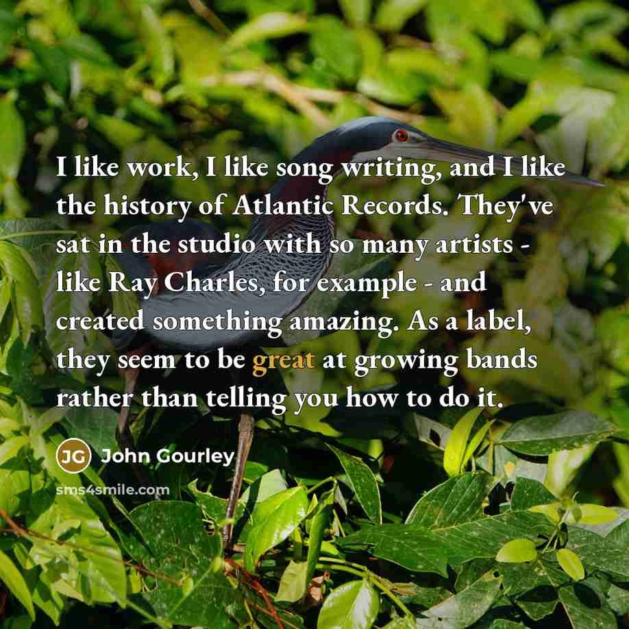 “I like work, I like song writing, and I like…” quote by John Gourley