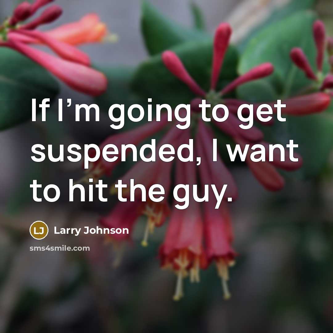 “If I'm going to get suspended, I want to hit…” quote by Larry Johnson