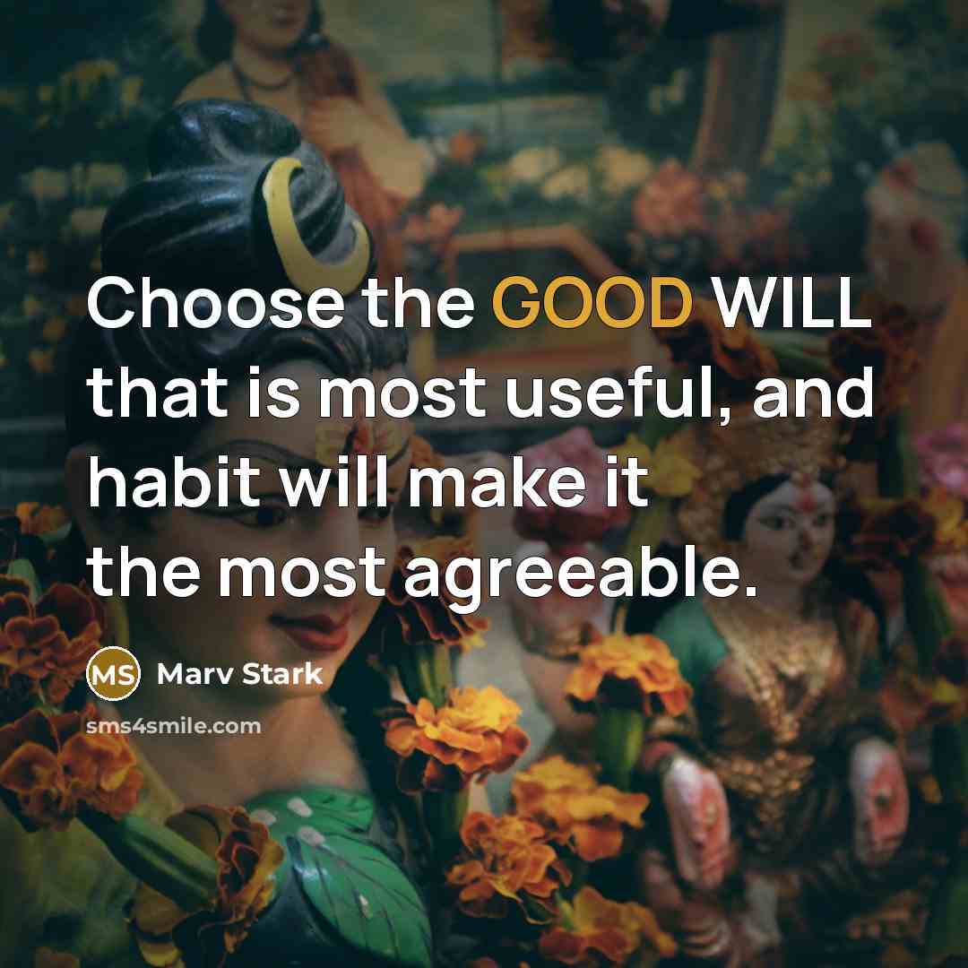 “Choose the GOOD WILL that is most useful, and habit will make it the most agreeable.” quote by Marv Stark