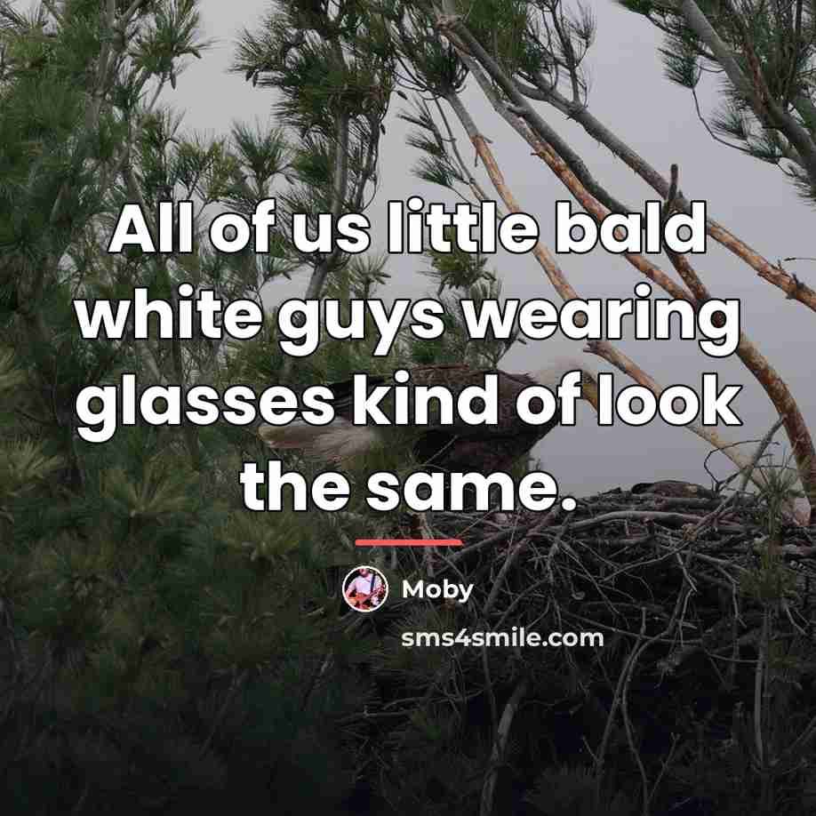 “All of us little bald white guys wearing glasses kind…” quote by Moby