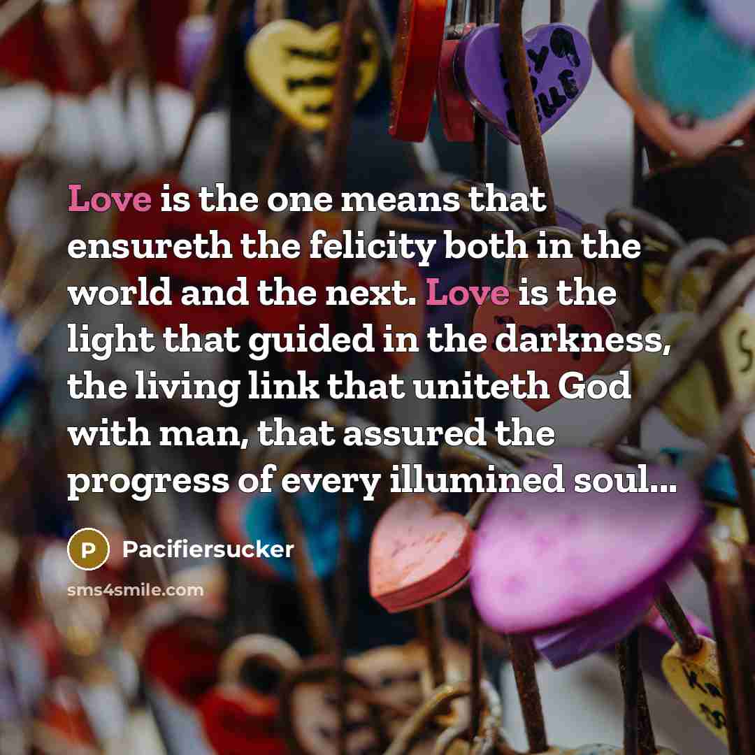 “Love is the one means that ensureth the felicity both…” quote by Pacifiersucker