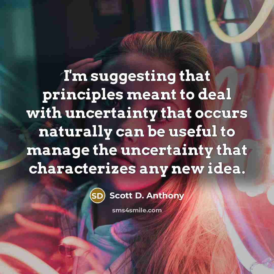 “I'm suggesting that principles meant to deal with uncertainty that…” quote by Scott D. Anthony