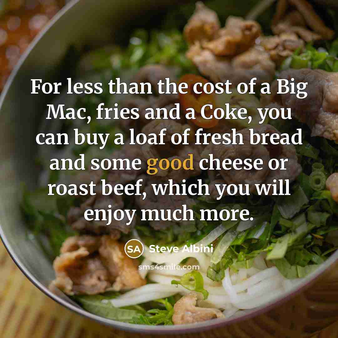 “For less than the cost of a Big Mac, fries…” quote by Steve Albini