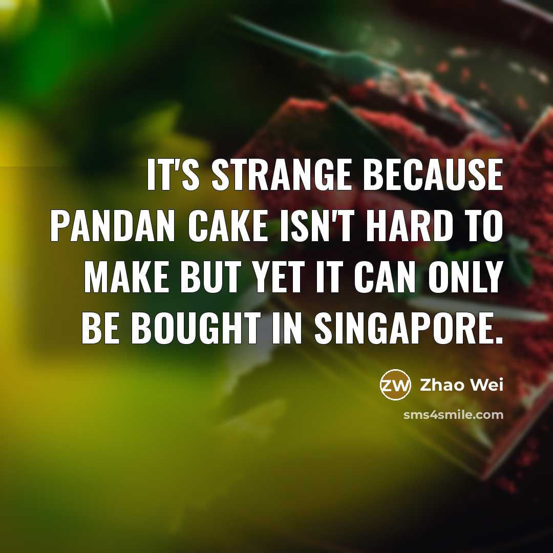 “It's strange because pandan cake isn't hard to make but…” quote by Zhao Wei