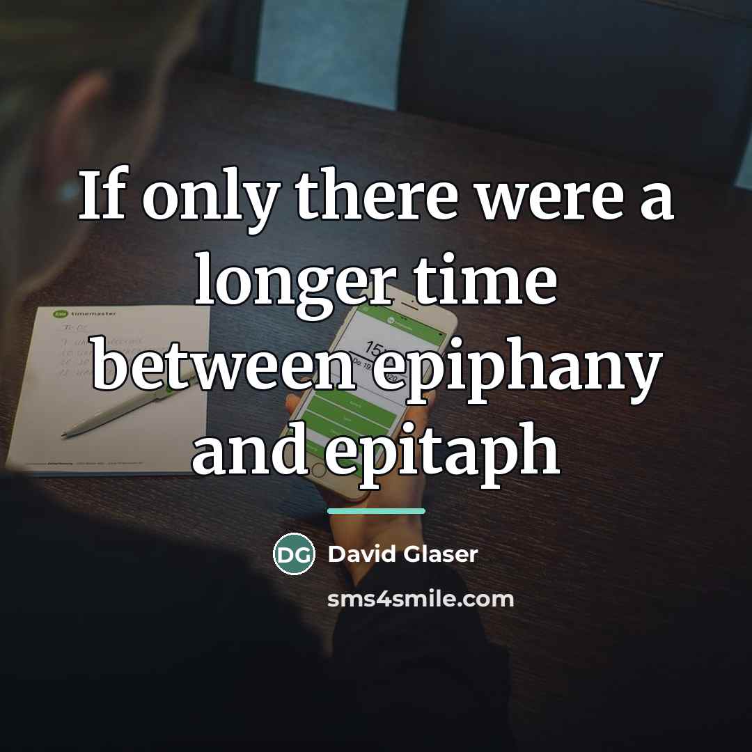“If only there were a longer time between epiphany and…” quote by David Glaser
