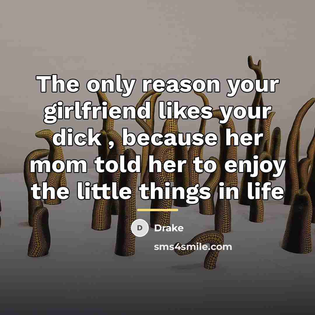 “The only reason your girlfriend likes your dick , because…” quote by Drake