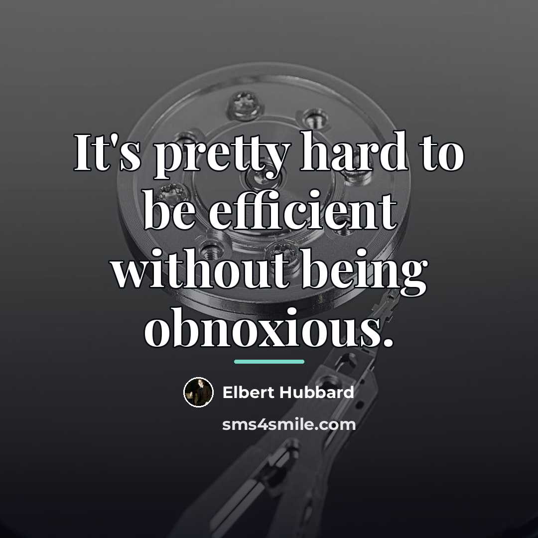 “It's pretty hard to be efficient without being obnoxious.…” quote by Elbert Hubbard