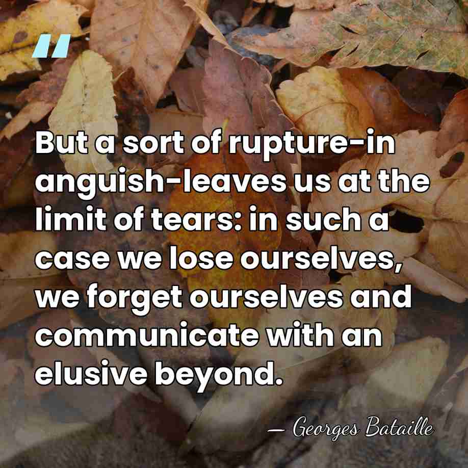 But a sort of rupture-in anguish-leaves us at the limit of tears:&hellip; - Georges Bataille