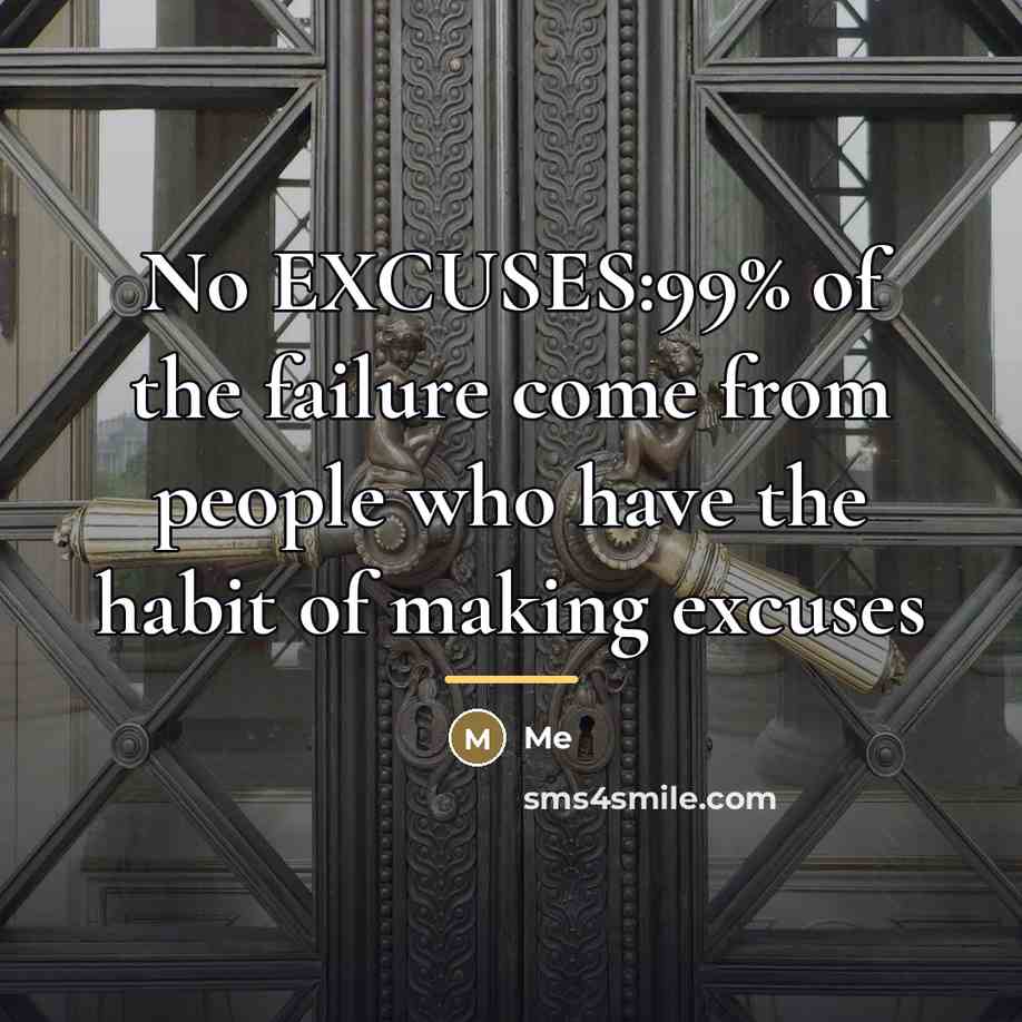 “No EXCUSES:99% of the failure come from people who have…” quote by Me