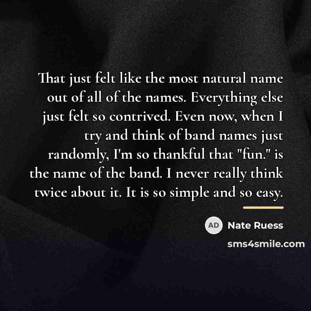 “That just felt like the most natural name out of…” quote by Nate Ruess