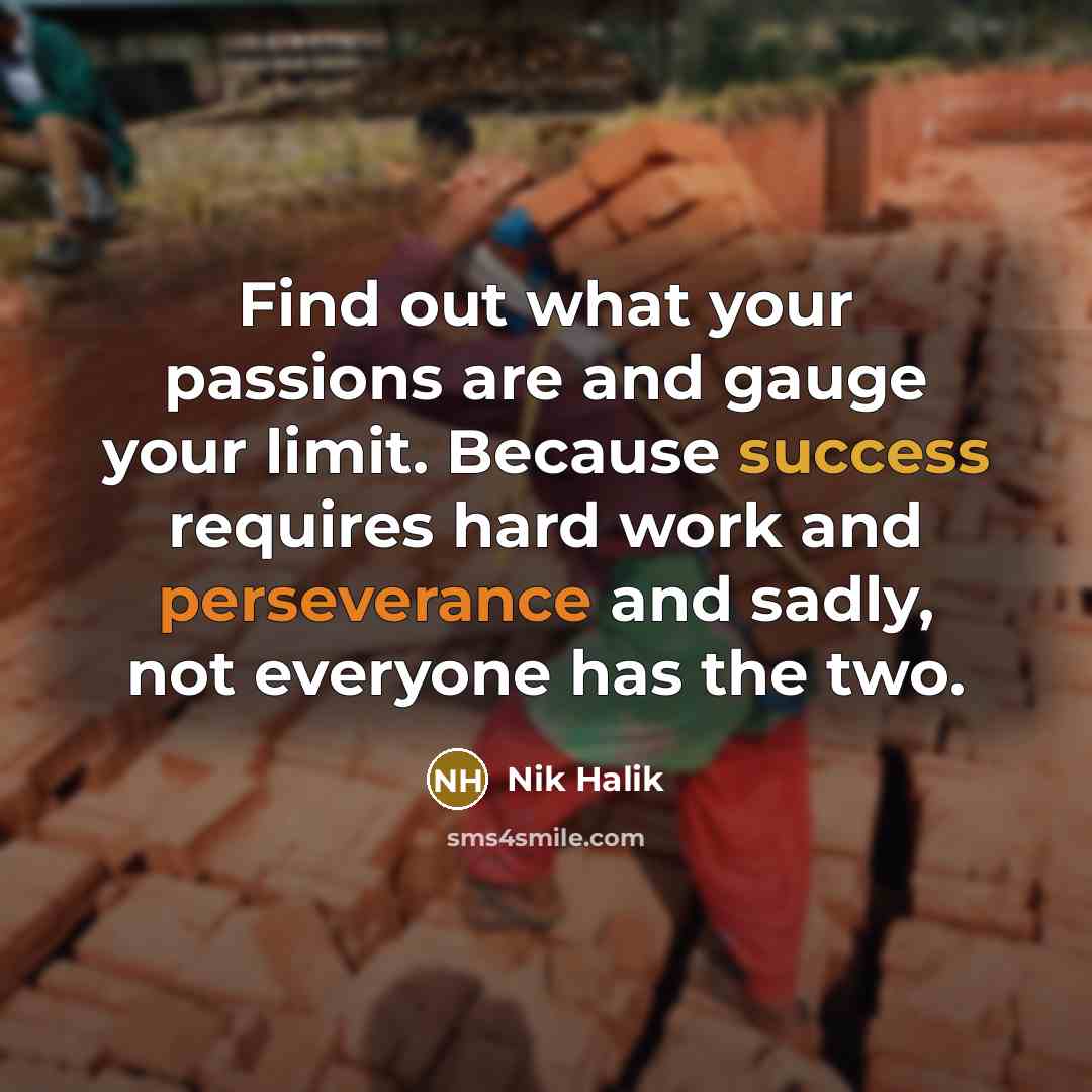 “Find out what your passions are and gauge your limit.…” quote by Nik Halik