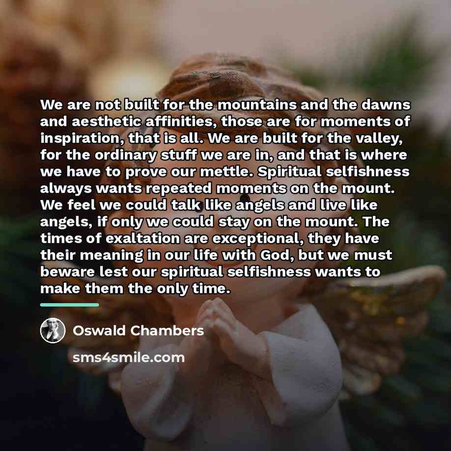 “We are not built for the mountains and the dawns…” quote by Oswald Chambers