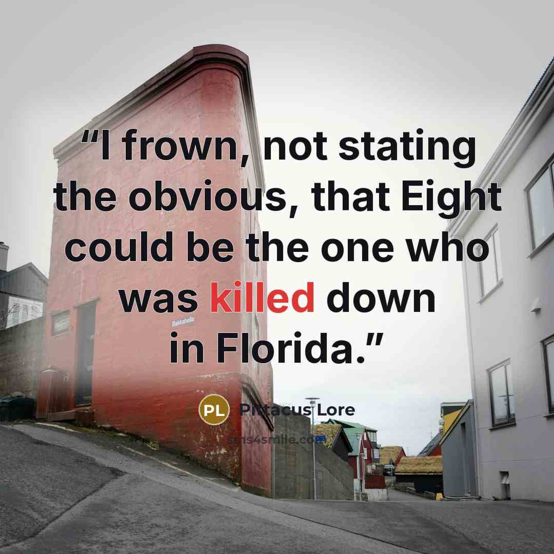 “I frown, not stating the obvious, that Eight could be the one who was killed down in Florida.” quote by Pittacus Lore