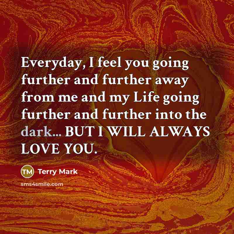 “Everyday, I feel you going further and further away from…” quote by Terry Mark