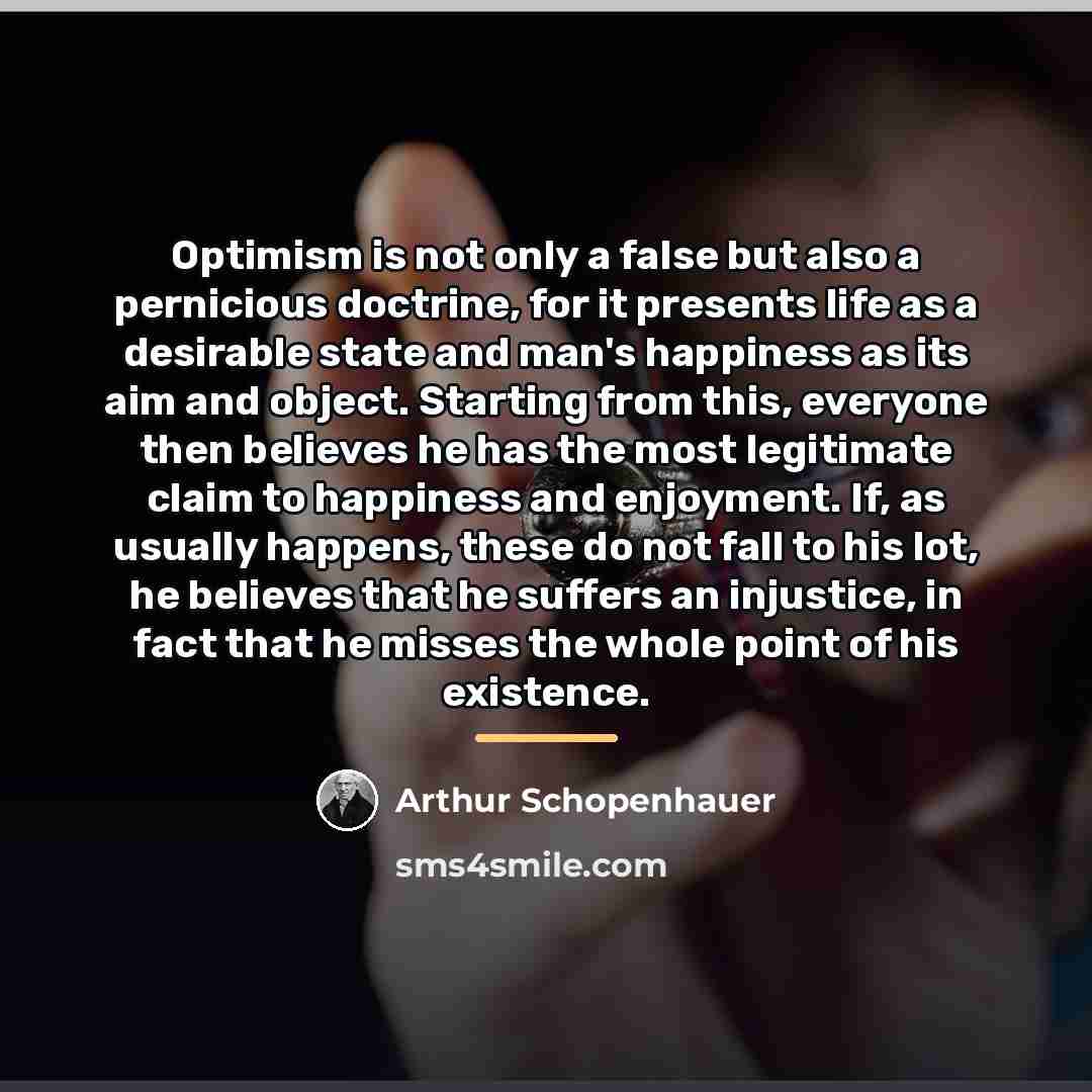 “Optimism is not only a false but also a pernicious…” quote by Arthur Schopenhauer