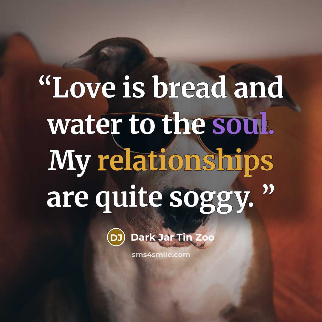 “Love is bread and water to the soul. My relationships are quite soggy.” quote by Dark Jar Tin Zoo