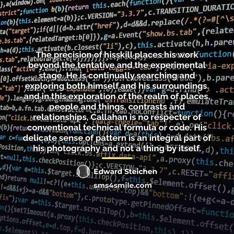 “The precision of hisskill places his work beyond the tentative…” quote by Edward Steichen
