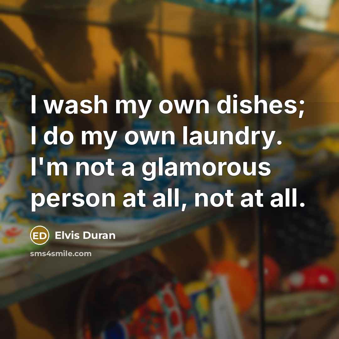 “I wash my own dishes; I do my own laundry.…” quote by Elvis Duran