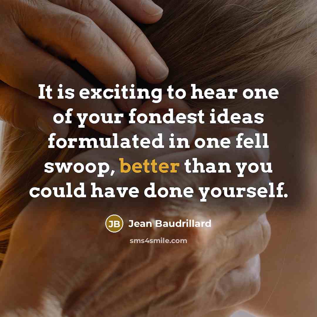“It is exciting to hear one of your fondest ideas…” quote by Jean Baudrillard