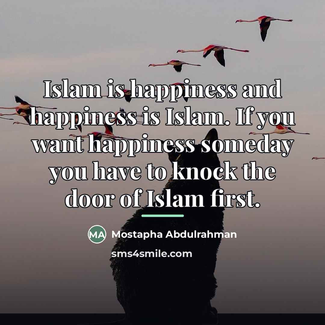 “Islam is happiness and happiness is Islam. If you want…” quote by Mostapha Abdulrahman