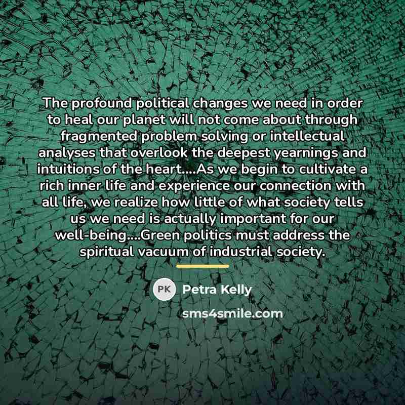 “The profound political changes we need in order to heal…” quote by Petra Kelly