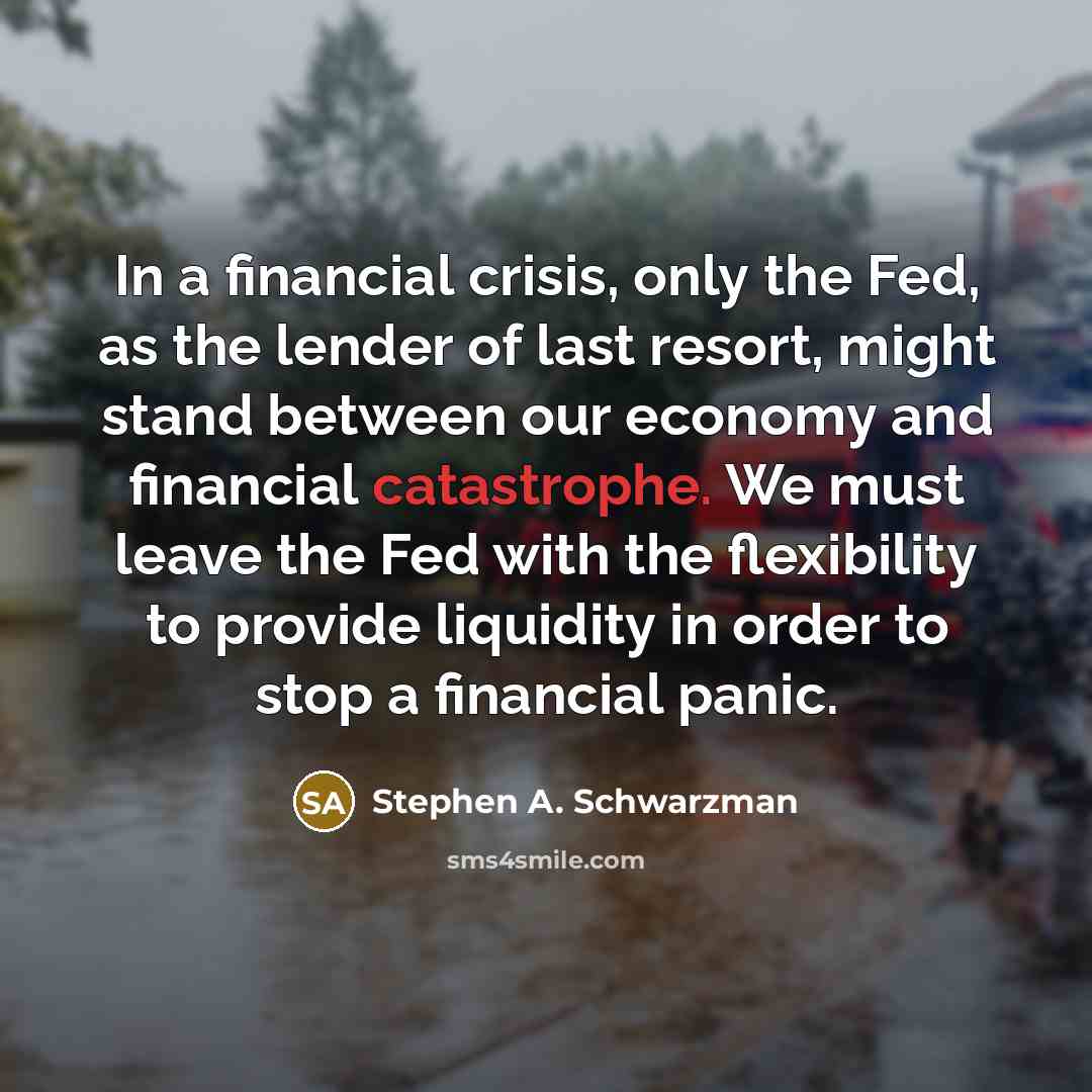 “In a financial crisis, only the Fed, as the lender…” quote by Stephen A. Schwarzman