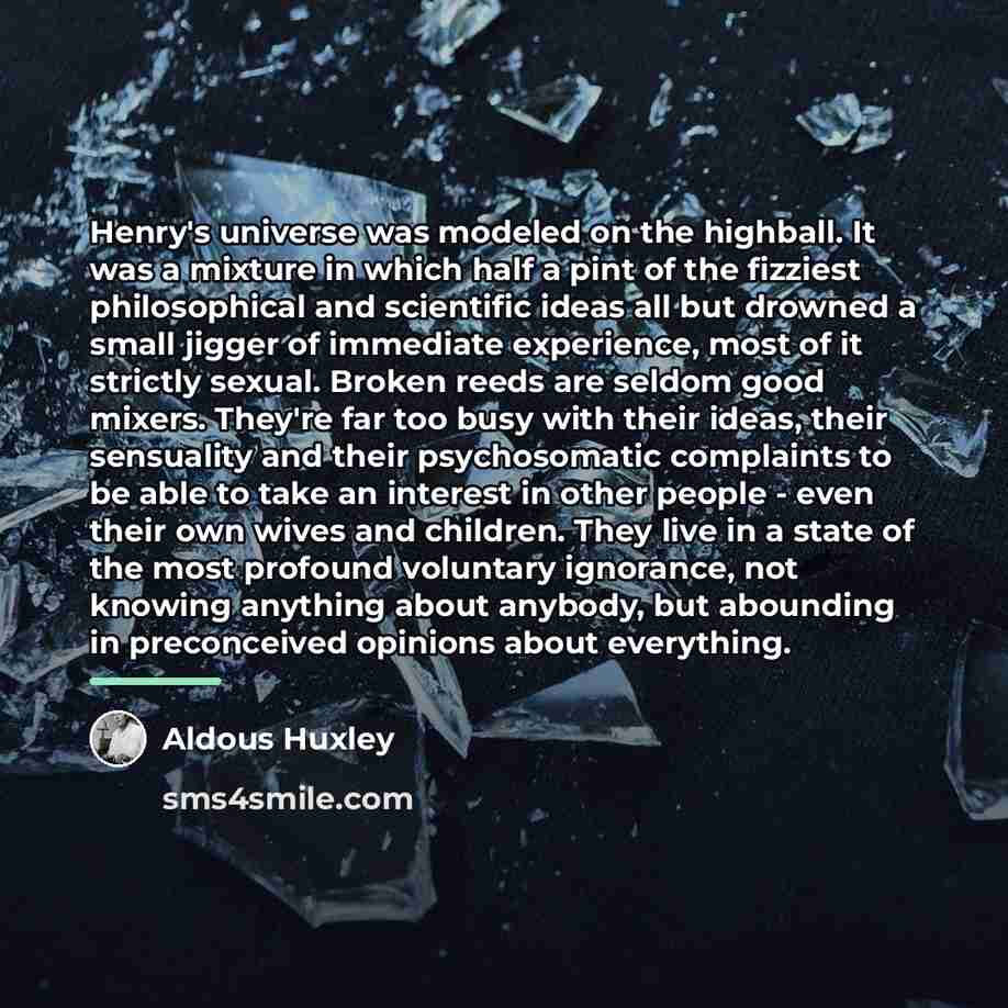 “Henry's universe was modeled on the highball. It was a…” quote by Aldous Huxley