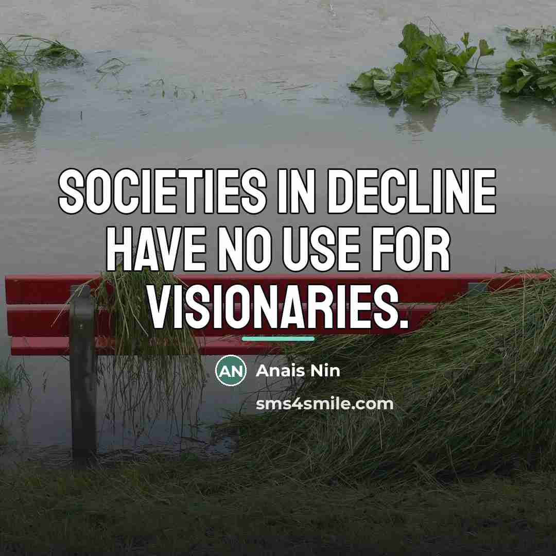 “Societies in decline have no use for visionaries.…” quote by Anais Nin