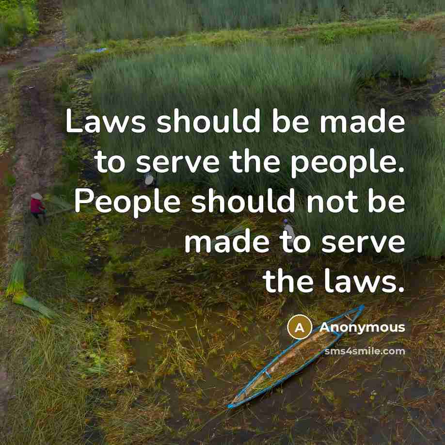 “Laws should be made to serve the people. People should…” quote by Anonymous