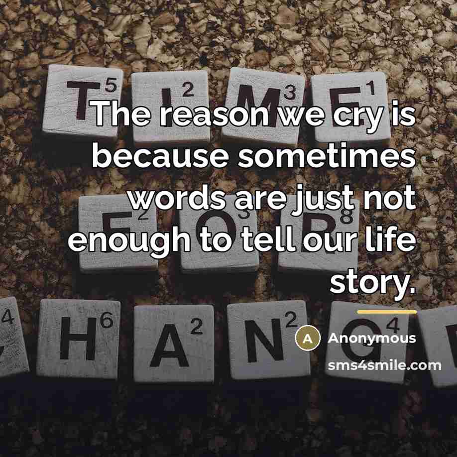 “The reason we cry is because sometimes words are just…” quote by Anonymous