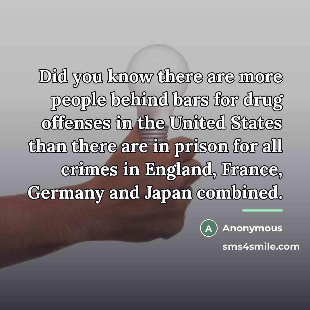 “Did you know there are more people behind bars for…” quote by Anonymous